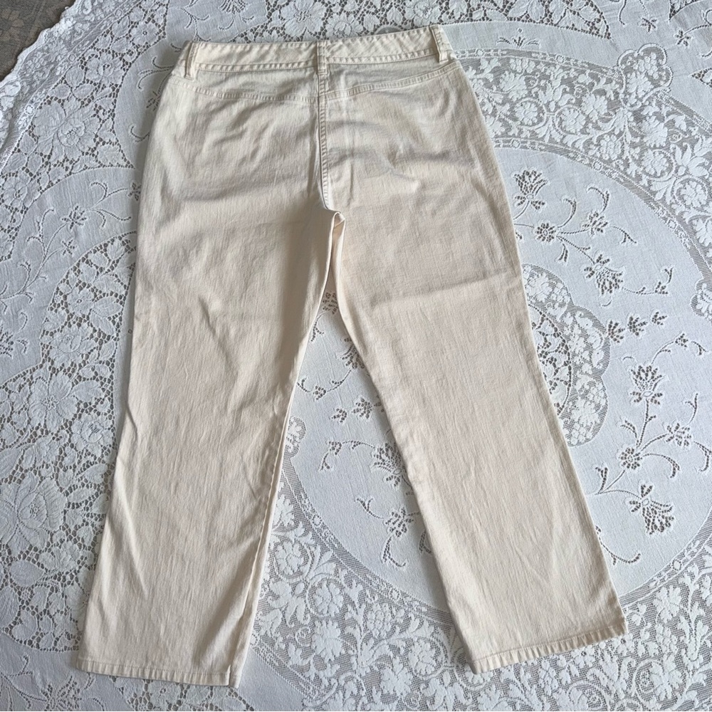 Sigrid Olsen Modernist Cotton Cream Straight Leg Cropped Jeans Women’s size 10 - Picture 13 of 16